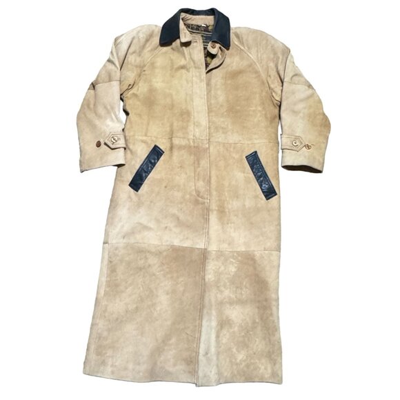 VTG LEATHER DUSTER JACKET SZ M TAN NICOLE SARHADY WESTERN SOUTHWESTERN WOMENS - Picture 1 of 8